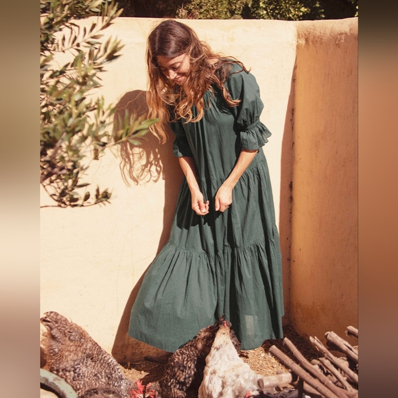 Daughters of India Sahana Gown Emerald Green Size Small Dress Handmade Cotton - Picture 5 of 10